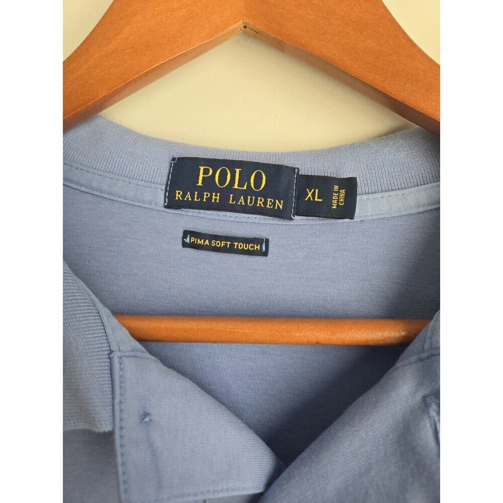 Polo Ralph Lauren Mens XL Pima Soft Touch Polo Shirt Blue Short Sleeve Casual